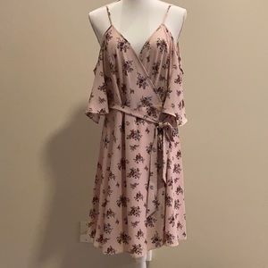 SOPHIA + ZEKE Wrap Front Dress with Cold Shoulder Accents